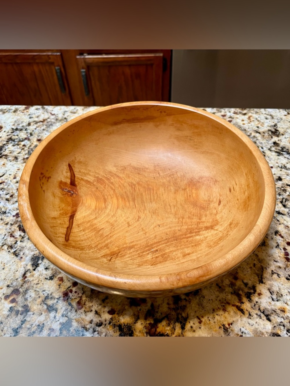 Vintage Hand-Turned Wooden Bowl - 12 inch diameter